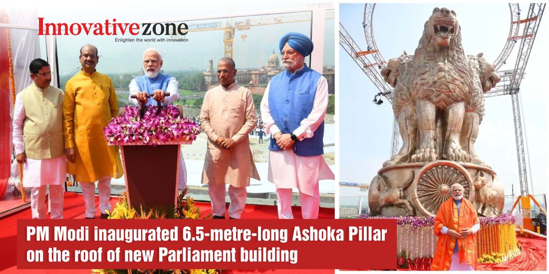 PM Modi inaugurated 6.5-metre-long Ashoka Pillar on the roof of new Parliament building