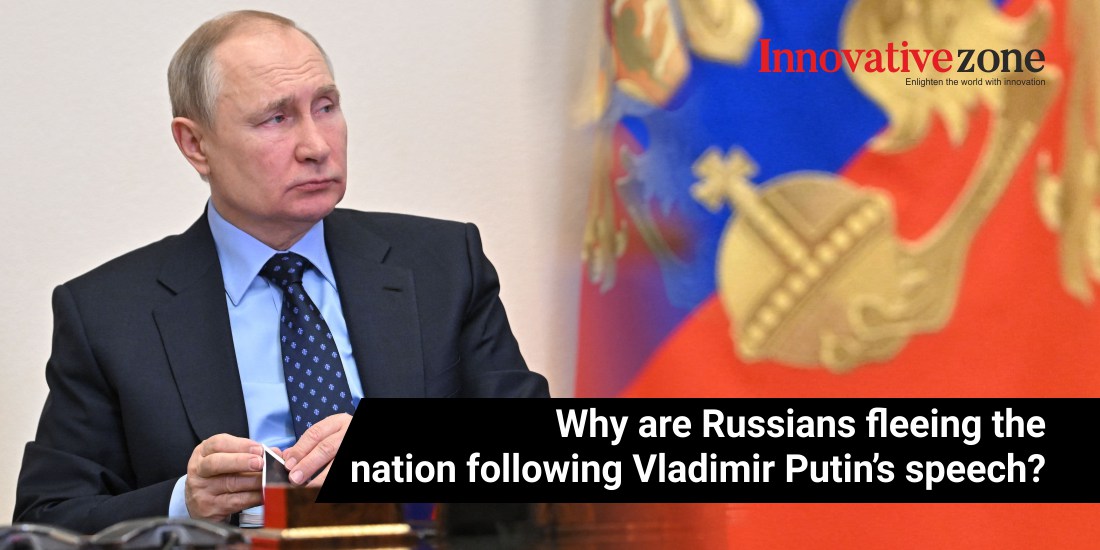Why are Russians fleeing the nation following Vladimir Putin's speech?